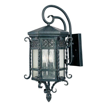Maxim Three Light Country Forge Seedy Glass Wall Lantern 30124CDCF